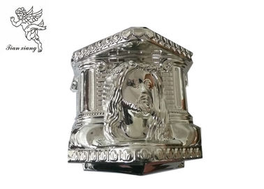Silver Plastic Coffin Decoratin , Funeral Decorative Parts Of A Casket Christ Model