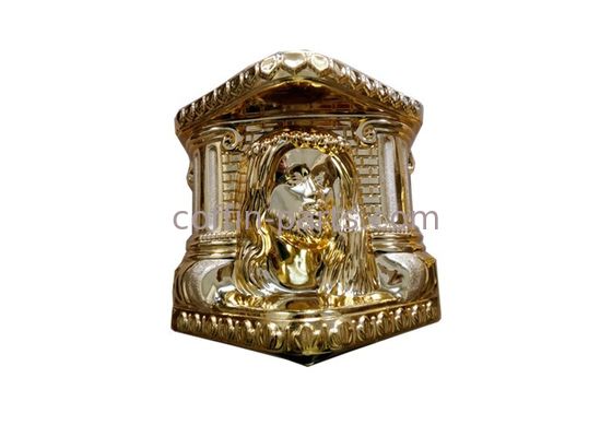 Gold Plating Coffin Parts Customized Copper Color 19 Kg / 18kg  With Christ Model
